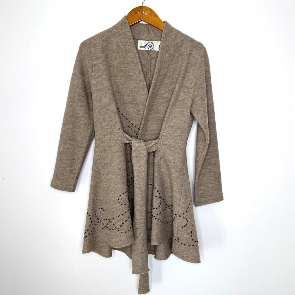 Rosie Neira wool‎ tie front long cardigan